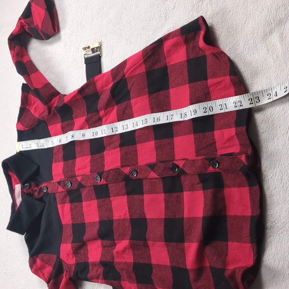 Miss Blumarine Girls Red Buffalo Plaid Amour Tunic Shirt Top Size 6 EU - Picture 9 of 12